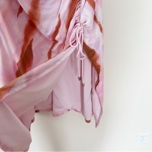 AMYLYNN Pink/Brown Tie Dye Adjustable Side Cinched Skirt Midi Length Size Medium - Picture 4 of 9
